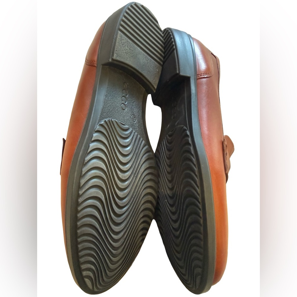 ECCO Cognac Leather Penny Loafers Womens 8 8.5 Comfort Slip On Classic Shoes - Picture 9 of 14